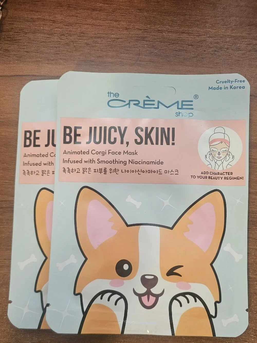 Creme Shop Be Juicy, Skin! Animated Corgi Face Mask 2 pk